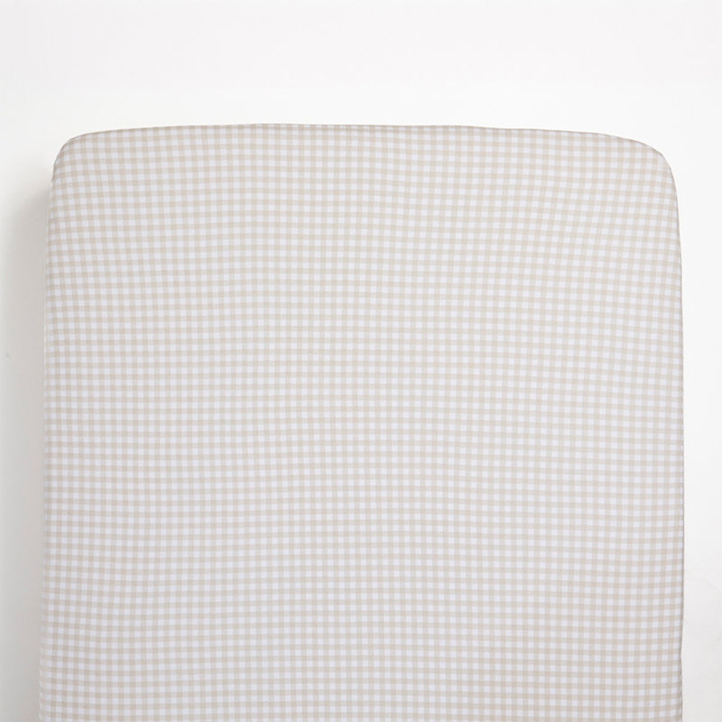 Drap-housse en coton jersey - Vichy crème