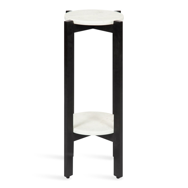 Table de bout en marbre Oakdale, Noir / blanc, L 12 po x H 24 po