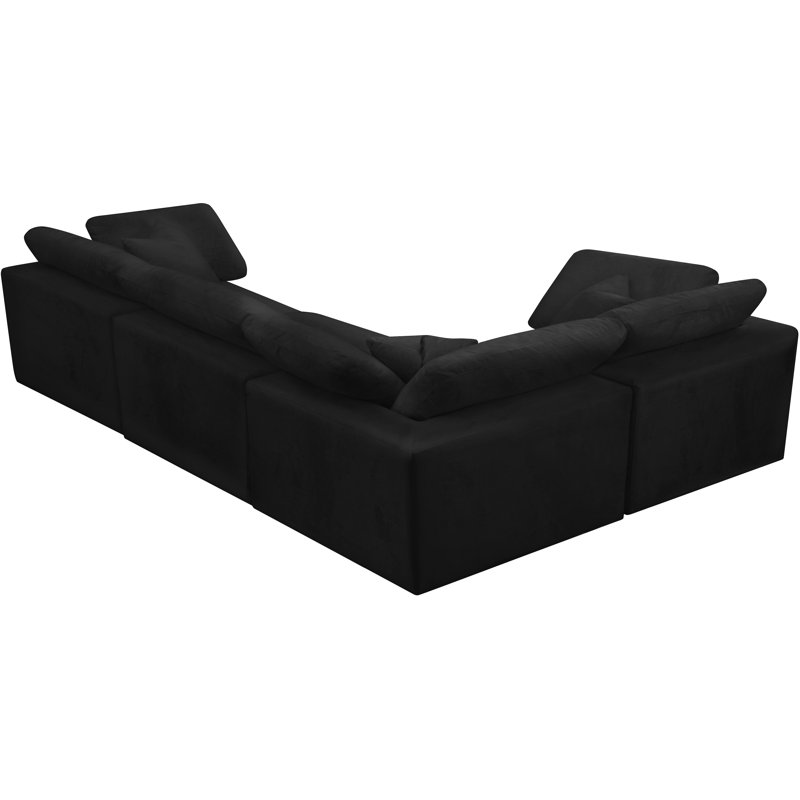 Canapé modulaire en velours 4 pièces Cozy, Velours noir