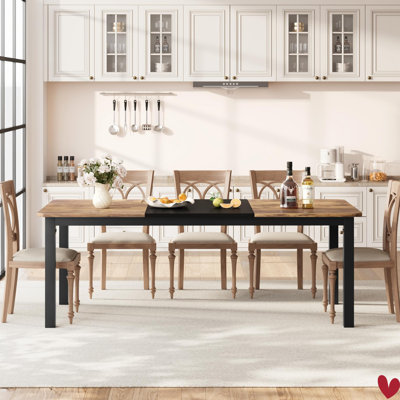 Living Room 78 Inch Kitchen Table for 6-8 People, Industrial Dining Table w/Metal Frame, Wide Large Rectangular Dinner Table