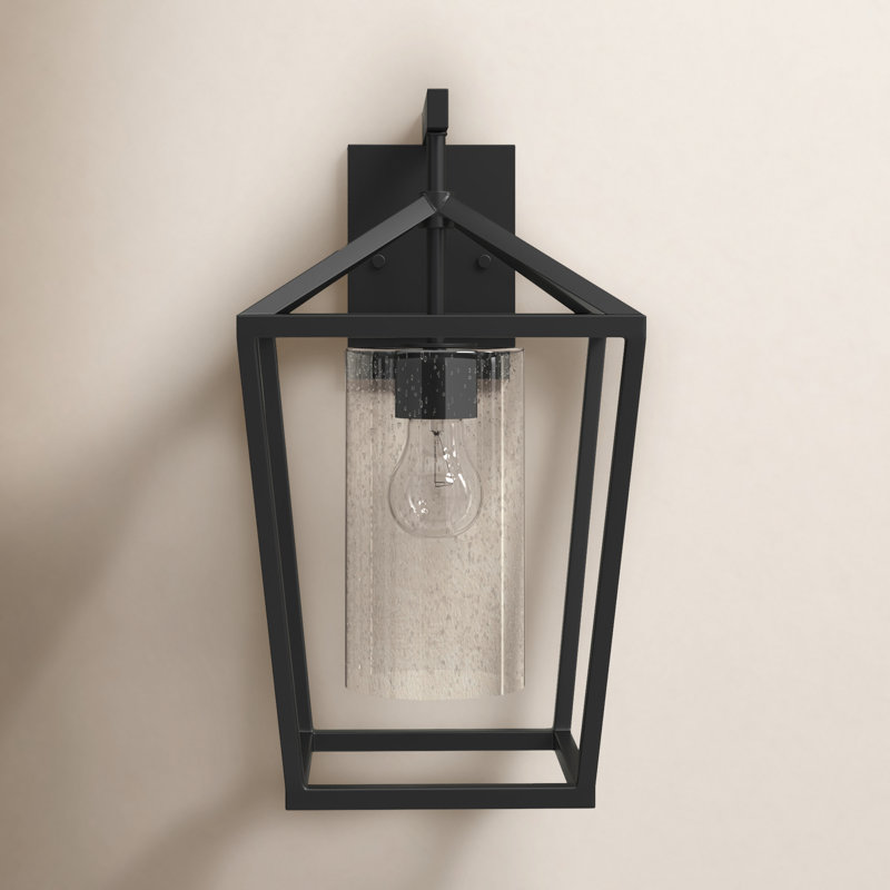 Lanterne murale d'extérieur en verre sablé noir Alicia, H 17,13 po x l 9 po x P 10 po