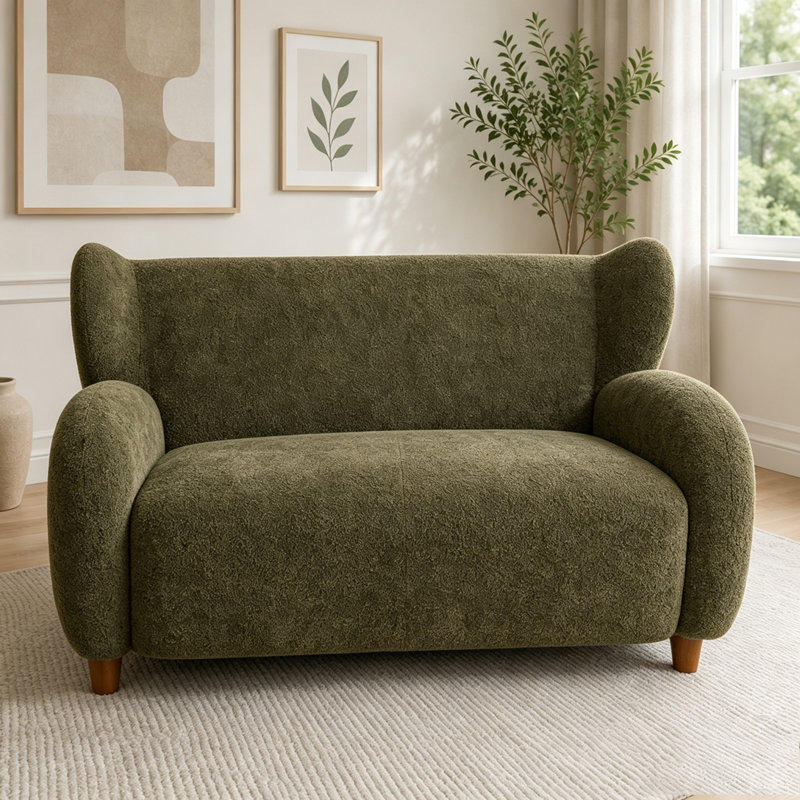 Causeuse en tissu 58 po, Vert olive