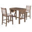 Ensemble de table de salle à manger à hauteur de comptoir en bois 3 pièces avec 2 chaises rembourrées pour petit endroit, brun-410393864