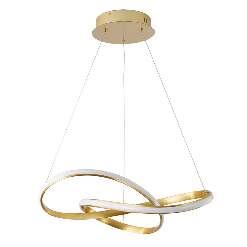 Egremt Gold LED Chandelier With White Acrylic Diffuser, Gold