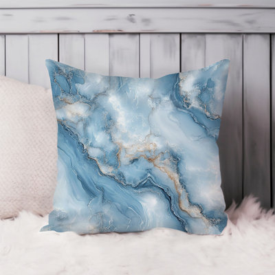 Abstract Blue Marble Agate Geode IX Modern Throw Pillow Cover
