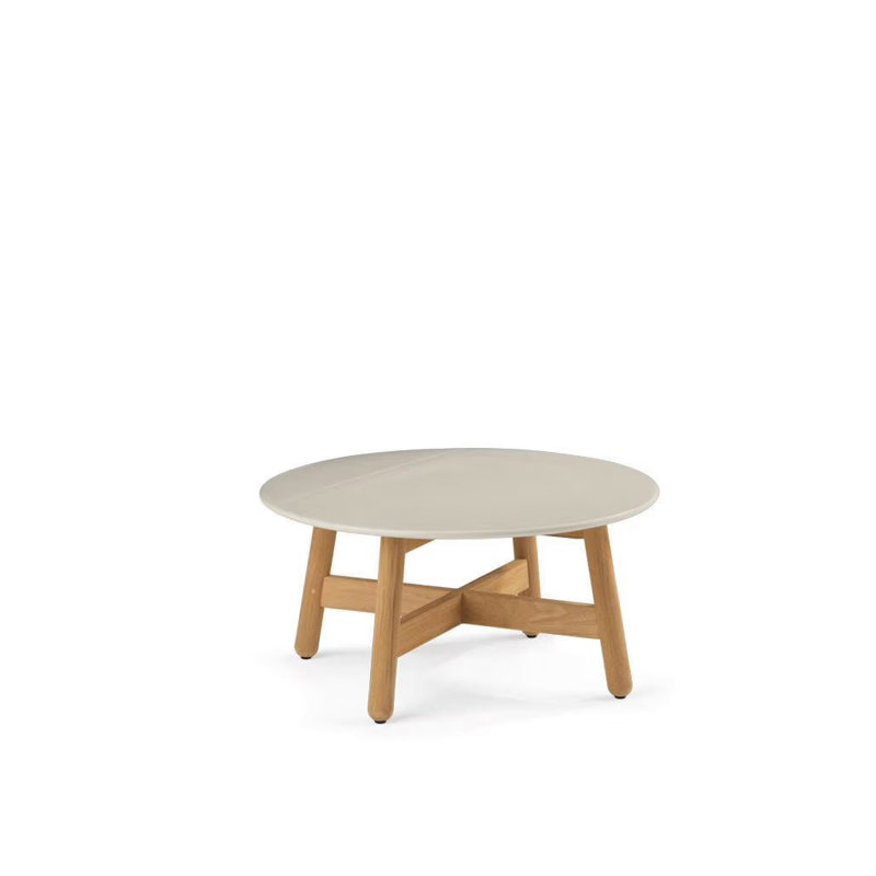 Mbrace Outdoor Round Teak Coffee Table, Chalk