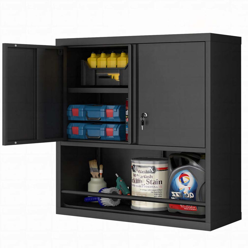 Armoire de rangement murale avec tablettes réglables, Noir