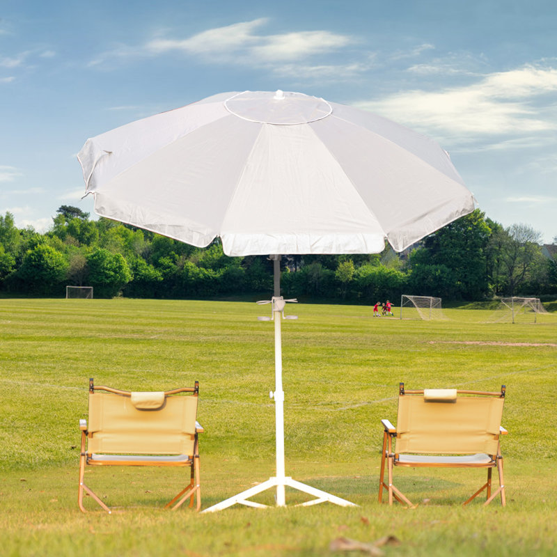 Parasol de plage inclinable 6,5 pi avec sac de transport, Blanc