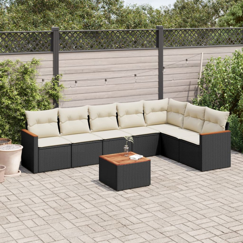 Ensemble de canapé de jardin Vidaxl noir, blanc crème