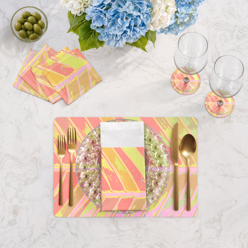 Sous-verres ronds en cuir tropical, Rose