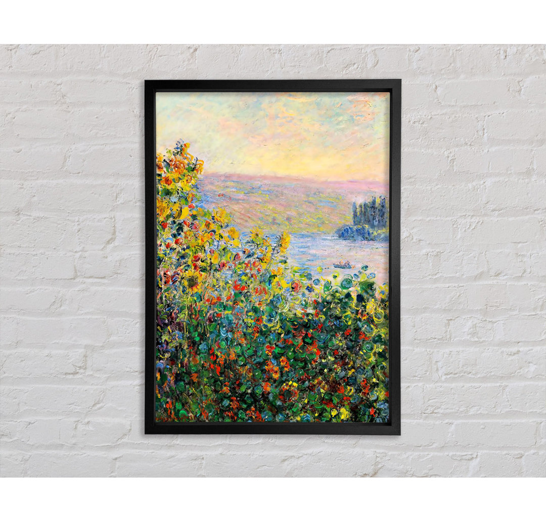 Monet Blumenbeete in Vetheuil von Claude Monet - Einzelbildrahmen Kunstdrucke auf Leinwand