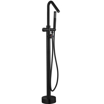 Thermostatic 316 Stainless Steel Single Handle Floor Mounted Tub Faucet,Freestanding Tub Filler With Handshower
