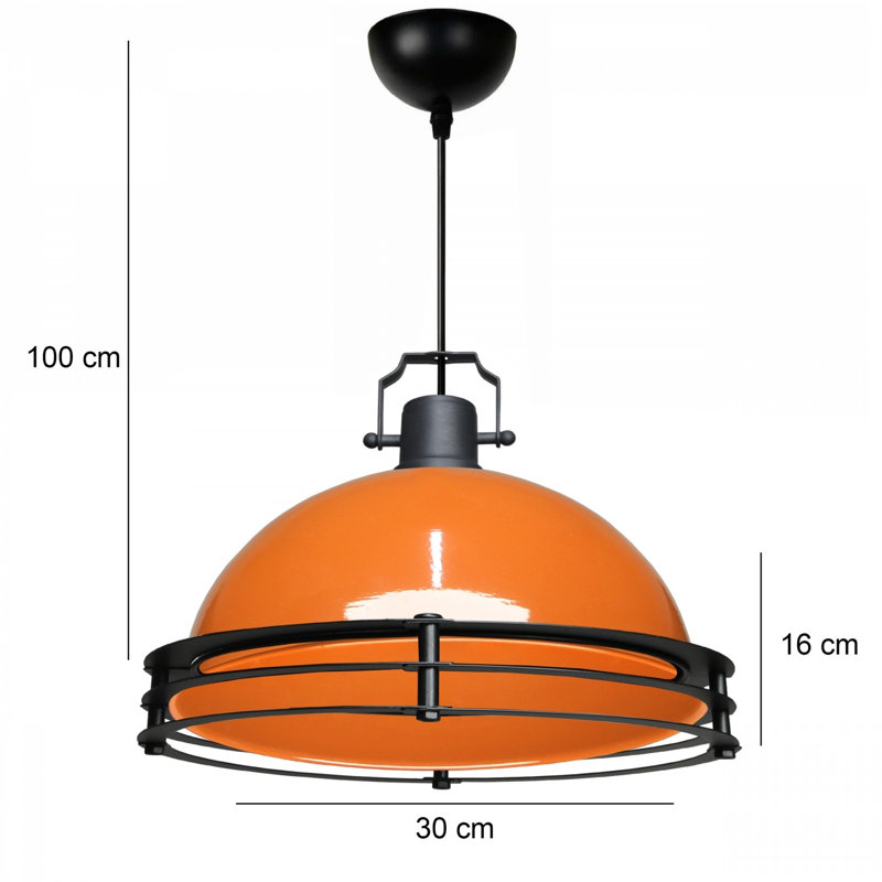 Elegant Orange Metal Chandelier, 11.8 in Diameter x 6.3 in Height | 100% Metal Construction, 39.4 in Total Height | 1 x E27 Socket (Max 40W) | Perfect for Dining Room, Living Room & Modern Décor