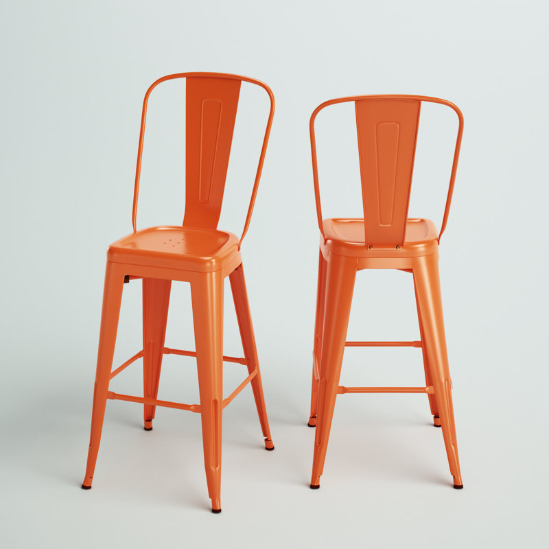 Tabouret de bar galvanisé Iyasia, 30 po, Orange