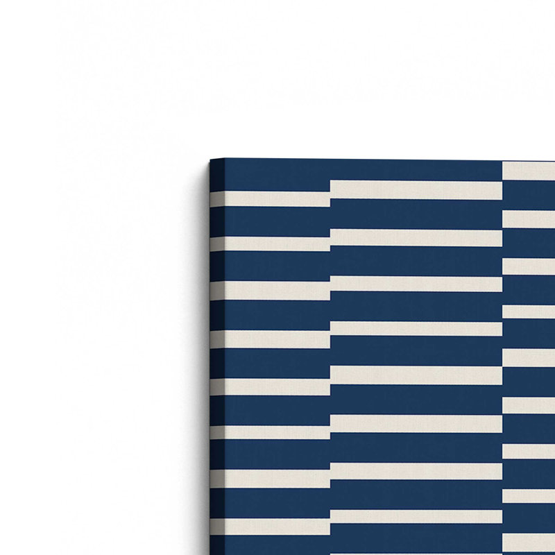 Navy and Cream Abstract Lines Wrapped Canvas, 30" H x 20" W