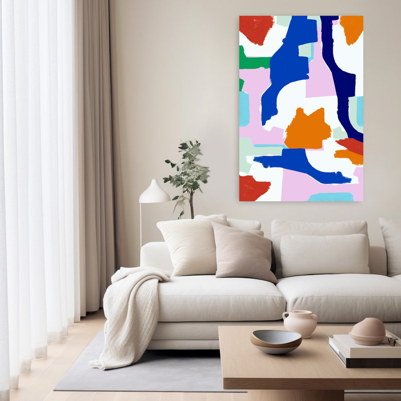 Art contemporain abstrait coloré et audacieux, H 60 po x l 40 po