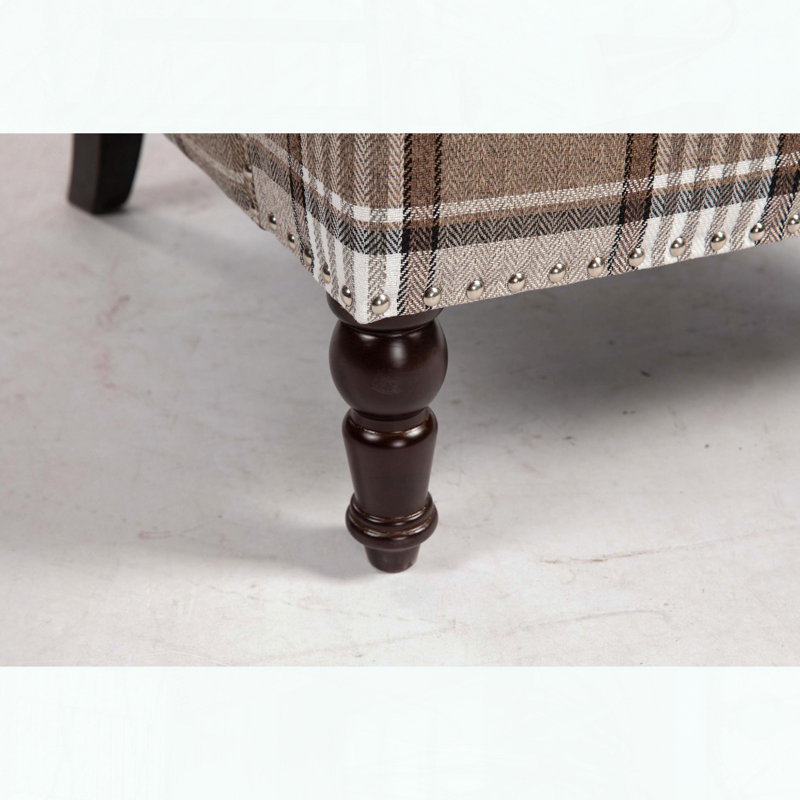 Chaise d'appoint rembourrée - tissu de lin et garniture cloutée