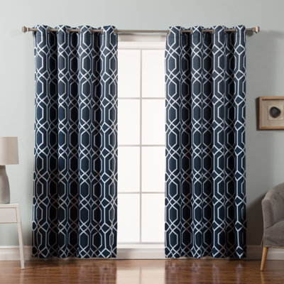 Geometric Trellis Semi Sheer Curtain Pair