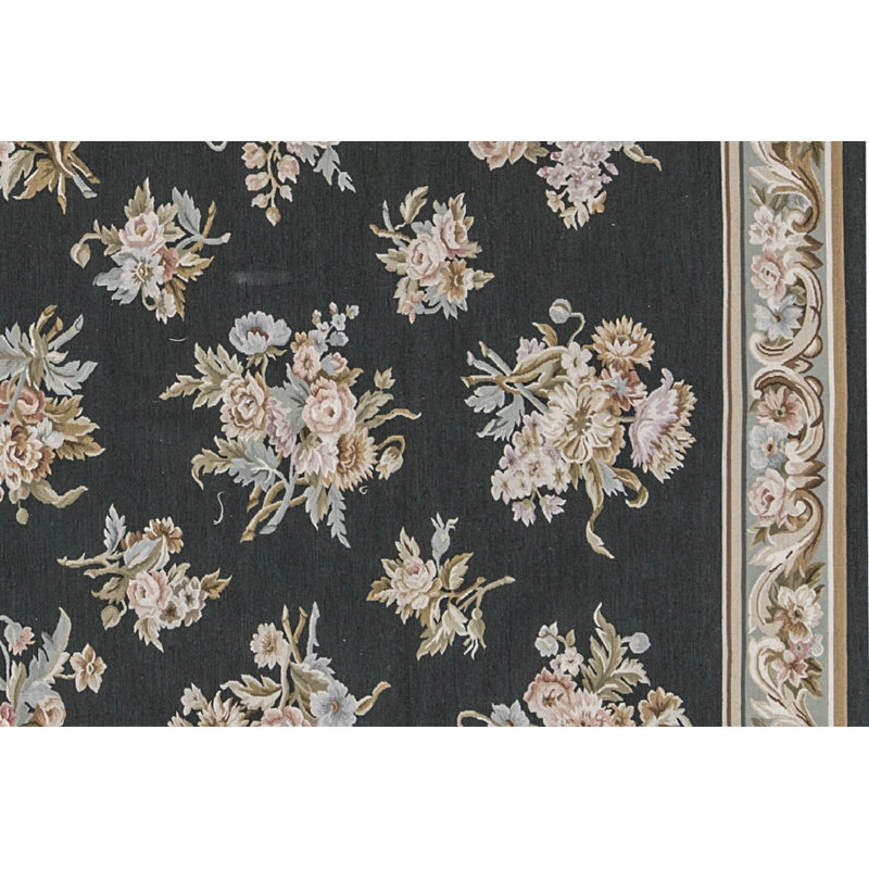 Hand-Knotted High-Quality Green and Beige Area Rug