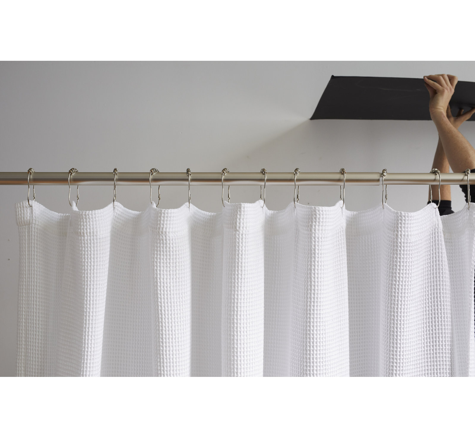 Waffle Organic Cotton Shower Curtain, Alpine White