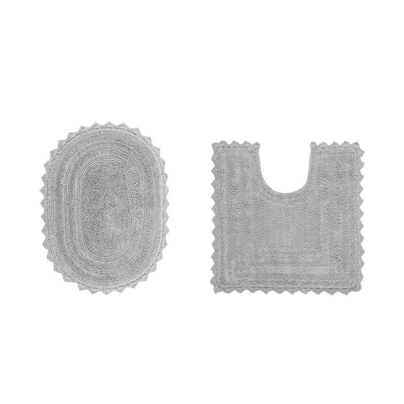 Tapis de salle de bain Janek, Gris, 2 pièces (ovale 17 po x 24 po | 20 po x 20 po)