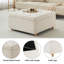 Table basse carrée avec repose-pieds en tissu sherpa et grand compartiment caché