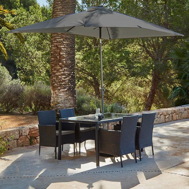 Ahmid Rectangular 6 - Piece 4 - Person 150Cm L Outdoor Table Set & Parasol, Black