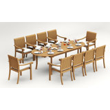 9 Pcs Grade-A Teak Wood Dining Set: 94" Double Extension Oval Table And 8 Napa Stacking Arm Chairs #11NP2208