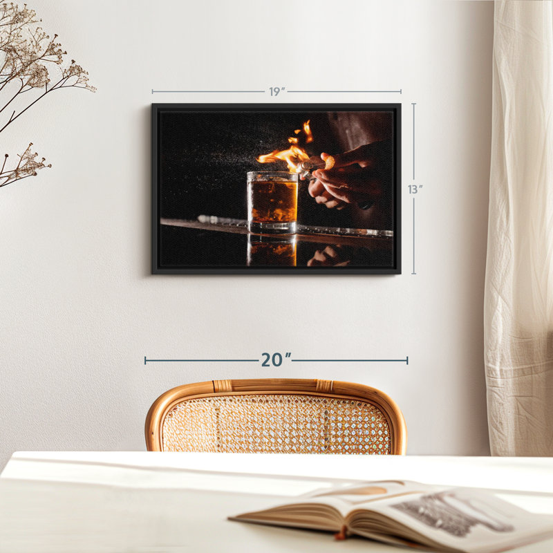 "Impression sur toile de verre whisky flamboyant", H 13 po x l 19 po