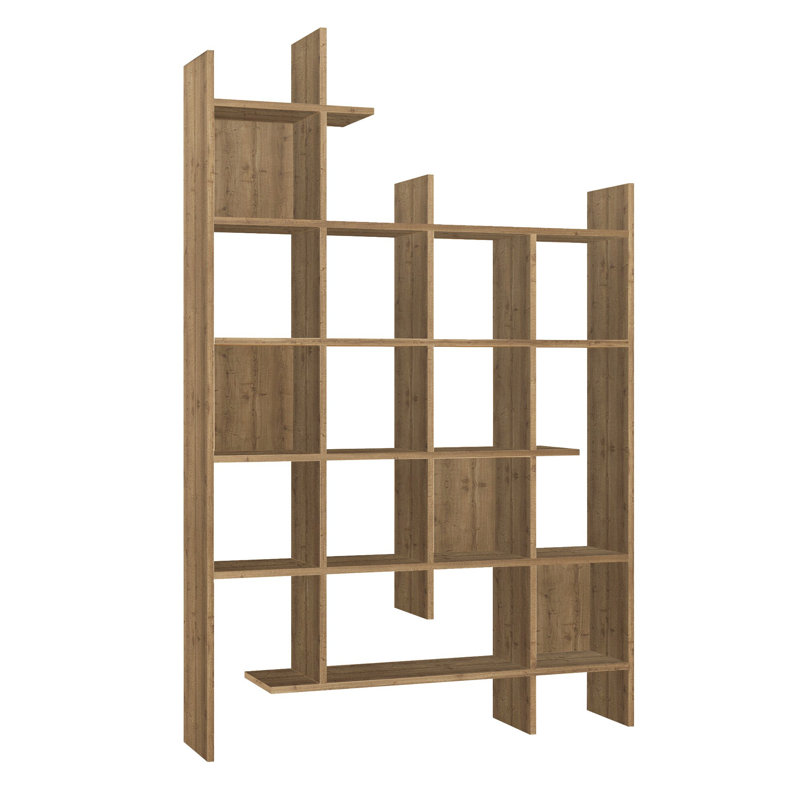 Modern Bookshelf with Numerous Shelves, Hitit Color, 48.0 x 74.0 x 10.0 inches | 100% Melamine Coated Particle Board, Thickness: 0.7 inches | Wall-Mountable Design, Perfect for Home or Office Storage and Display