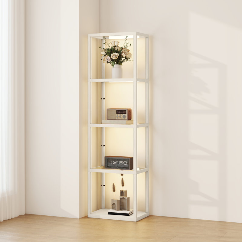 157cm Veneered LED Column Floor Lamp, Antique White