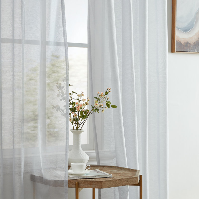 Lauren Semi Sheer Curtain Pair, Silver Gray, 54" W x 84" L