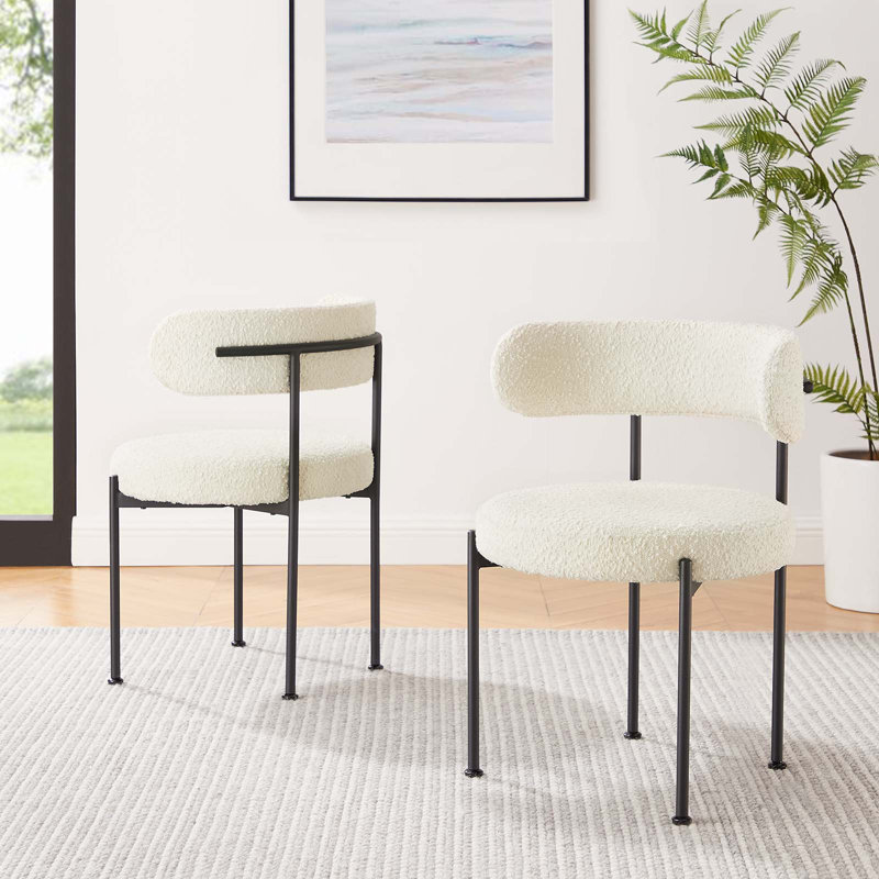 Albie Fabric Upholstered Back Side Chair Dining Chair, Noir, Ivoire