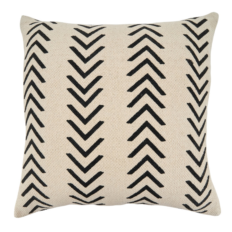Adah Collection Geometric Cotton Throw Pillow, Natural, Down