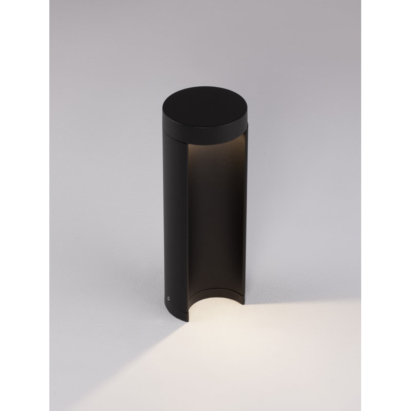 Black Integrated LED Metal Bollard Light, 25cm H x 9cm W x 9cm D