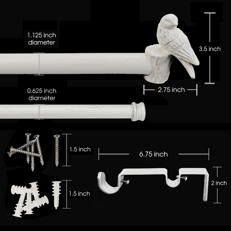 Tringle à rideaux double réglable en fer 1,12 po, 72" - 144", Blanc