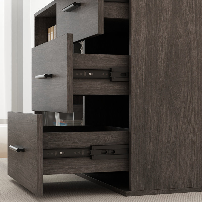 Bureau en L Latwon, Gris / Noir