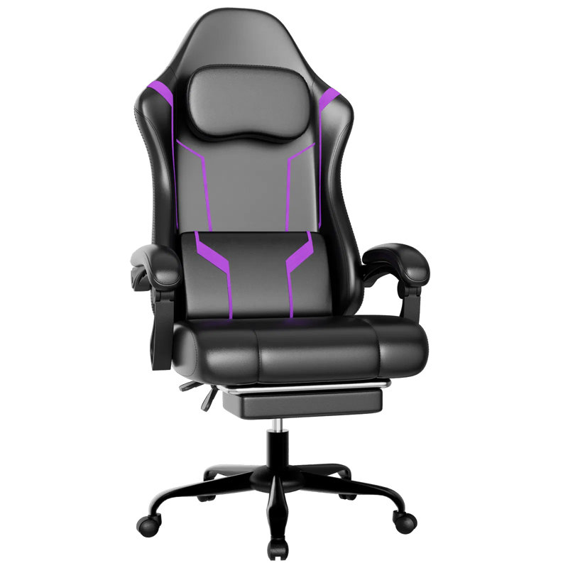 Ergonomic Gaming Chair With Pocket Spring Seat & Footrest, 90°-155° Reclining Computer Chair With Massage Lumbar Support, 350 Lbs Capacity, Adjustable Headrest & Linked Armrests