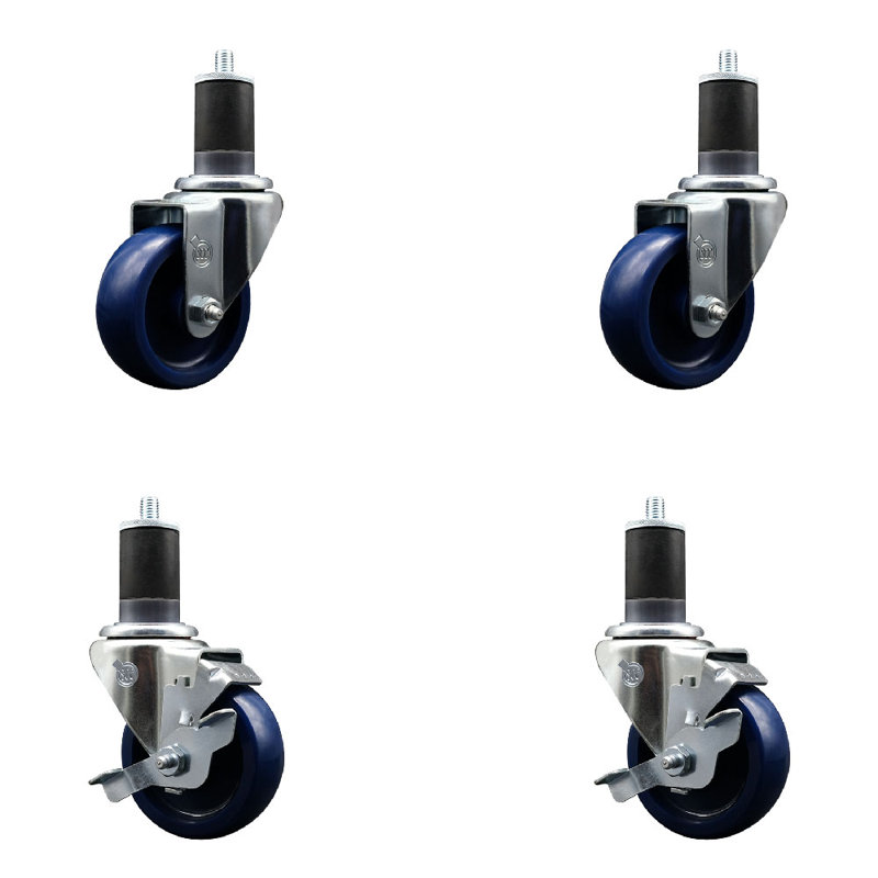 Ensemble de roulettes extensibles pivotantes 3,5 pouces en polyuréthane solide de 3,5 pouces à 1-5 / 8 pouces SCC
