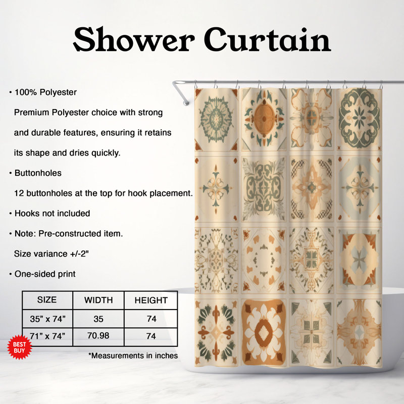 Tapis - Rideau de douche Premium, H 74 po x l 71 po