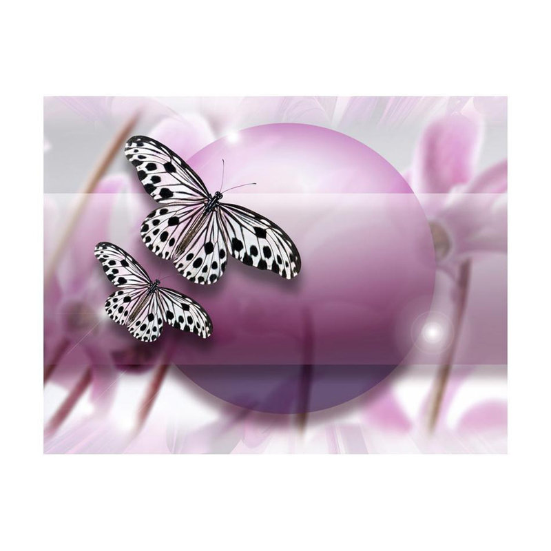 Adhésif mural planète des papillons Arjana, L 156,96 po x L 120,96 po, Rose/noir
