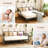 Twin Metal Daybed with Pop Up Trundle, LED Daybed Sofa Bed with Charging Station