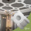 Ensemble de plafond traditionnel à caissons Endurathane 8 po avec croisement circulaire pour les pièces de 12 pi x 16 pi ou moins, apprêté en usine-123440224
