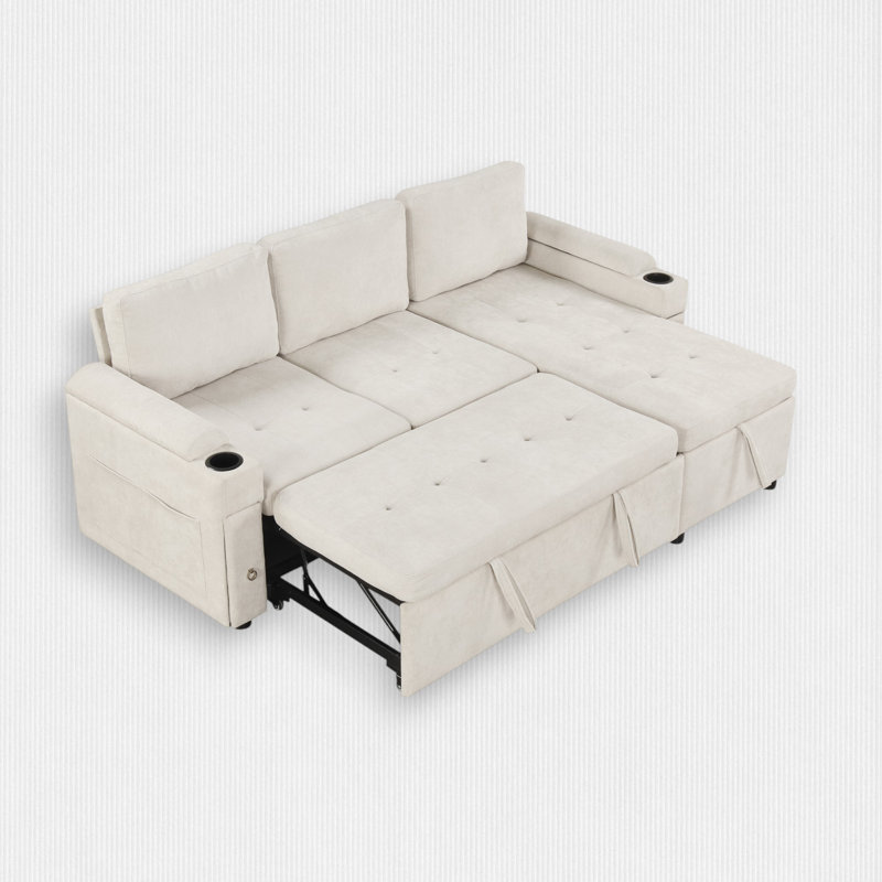 Canapé modulaire en L 2 pièces de 83,5 po, Chenille beige