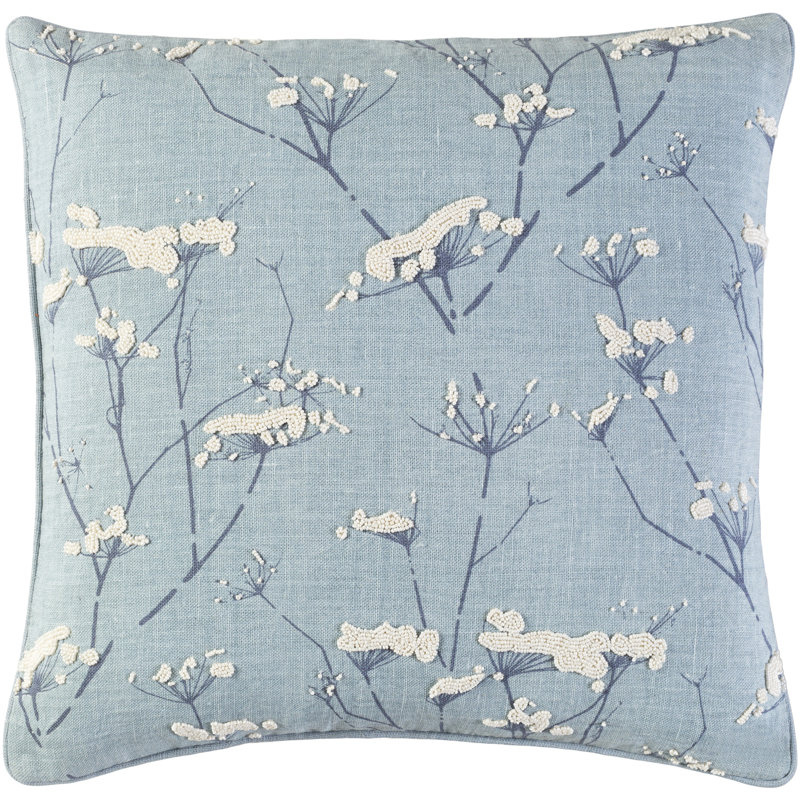 Alora Square Linen Pillow Cover, 22" H x 22" W x 4" D, Mauve/Cream, Poly Fill
