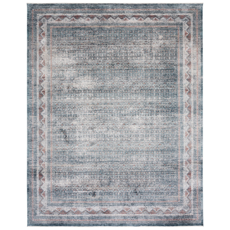 Tapis bleu marine / gris Southwestern, Rectangle 9 pi 8 po x 13 pi