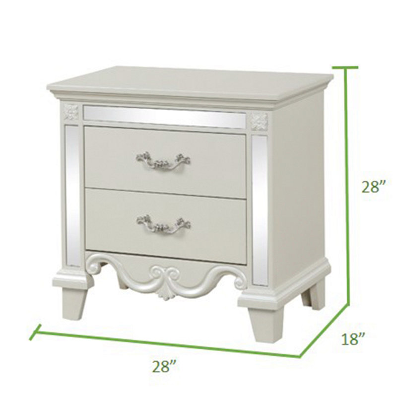 Table de chevet 2 tiroirs Dienna, Blanc