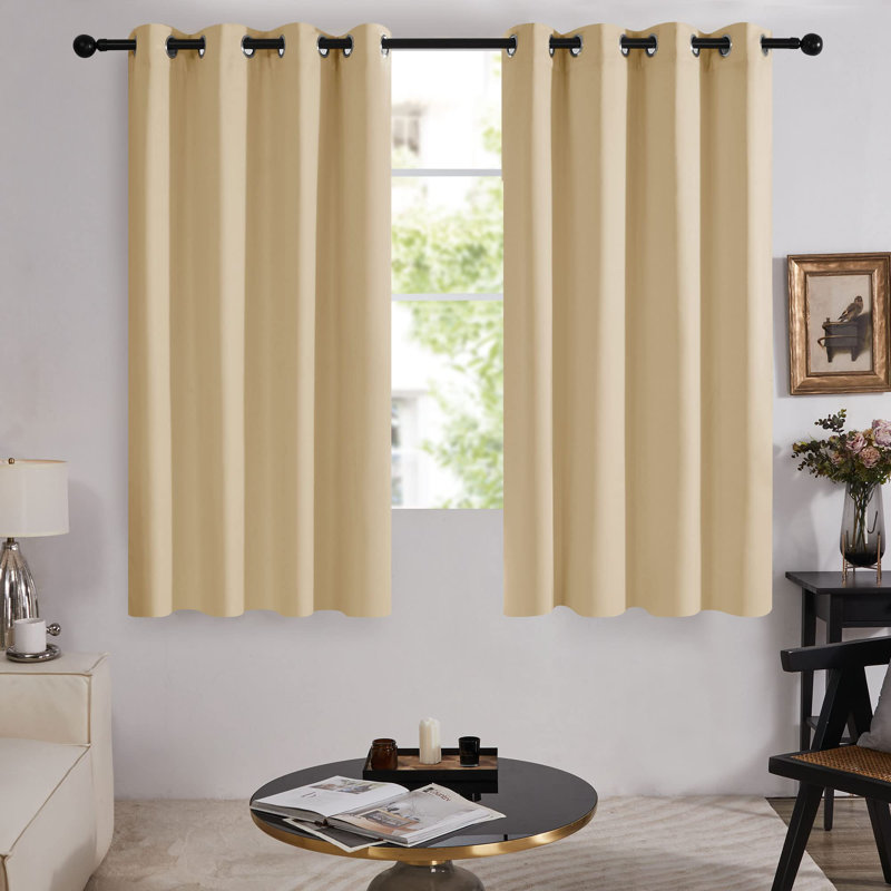 100 Percent Blackout with Liner Grommet Curtain Panel (Set of 4), 52" W x 63" L, Burlywood