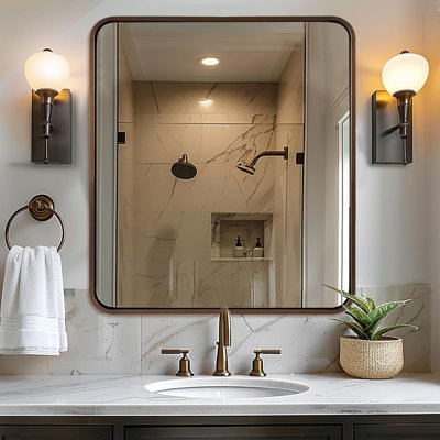 Miroir de salle de bain rectangulaire contemporain | Cadre épais