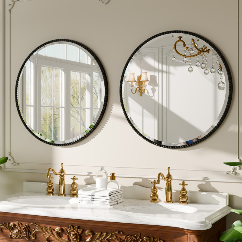 Miroir décoratif rond, 24 po x 24 po, Noir